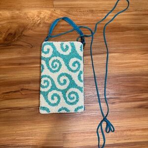 BAMBOO Turquoise and White Swirl Crossbody Bag
